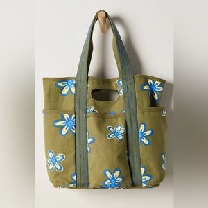 Free People Printed Caravan Tote🔥 Green Flower- NEW with TAGS!🌟